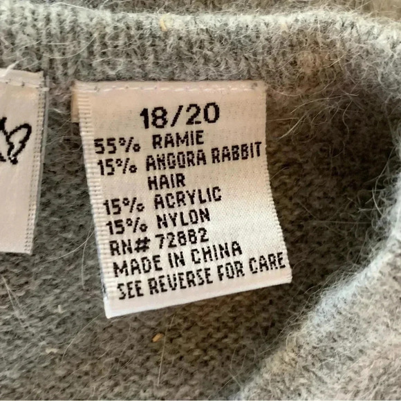 Fashion Bug Angora Rabbit Hair Blend Sweater Gray Embroidered Plus Size 18 20 - Picture 5 of 7